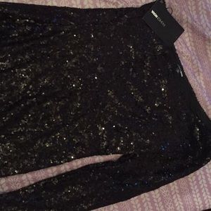 Beautiful sequins black dress one sleeve
